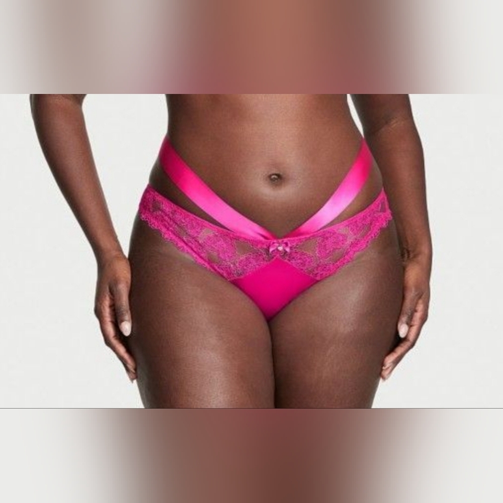 Victoria Secret Very Sexy Heart Embroidery Ribbon Cheeky - Fuchsia Frenzy NWT